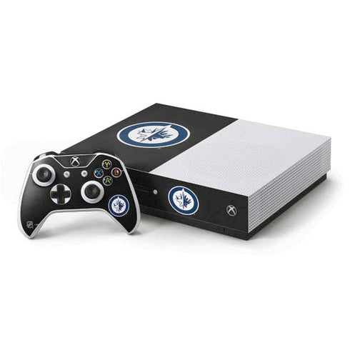 NHL Winnipeg Jets Black Background Xbox One S Console and Controller Bundle Skin