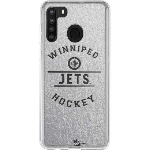 NHL Winnipeg Jets Black Text Galaxy A21 Clear Case