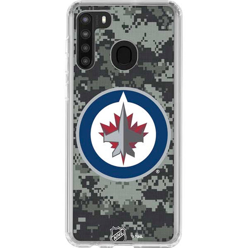 NHL Winnipeg Jets Camo Galaxy A21 Clear Case