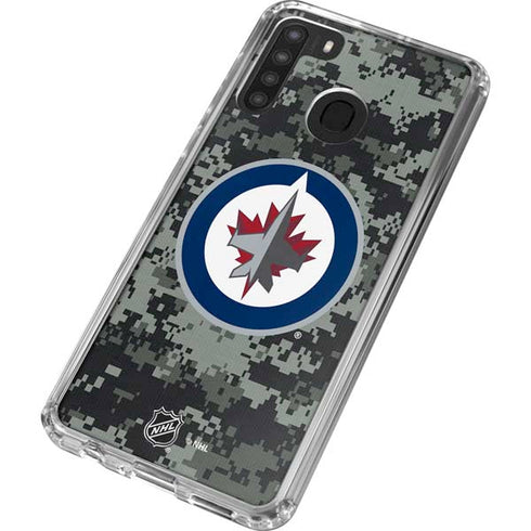 NHL Winnipeg Jets Camo Galaxy A21 Clear Case
