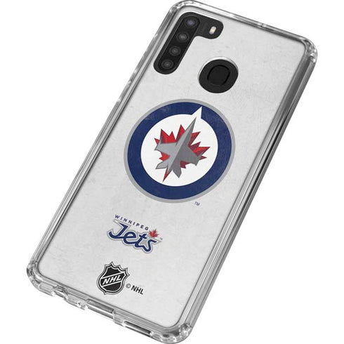 NHL Winnipeg Jets Distressed Galaxy A21 Clear Case