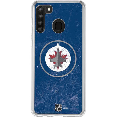 NHL Winnipeg Jets Distressed Logo Galaxy A21 Clear Case