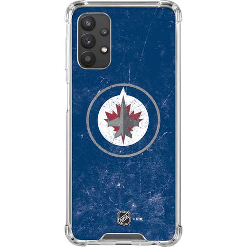 NHL Winnipeg Jets Distressed Logo Galaxy A32 5G Clear Case