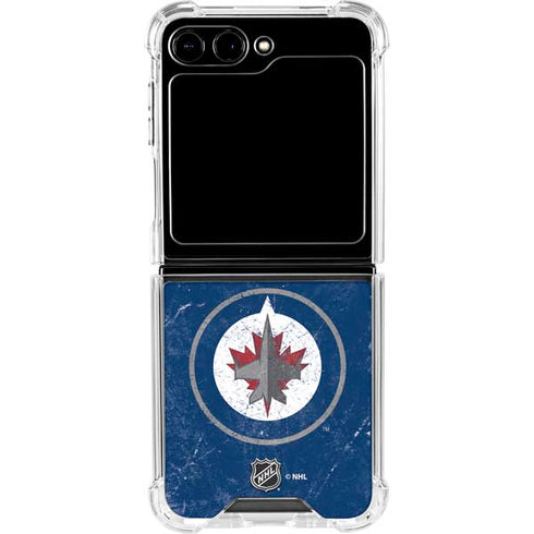 NHL Winnipeg Jets Distressed Logo Galaxy Z Flip5 5G Clear Case