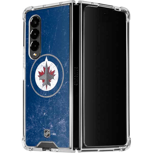 NHL Winnipeg Jets Distressed Logo Galaxy Z Fold4 5G Clear Case