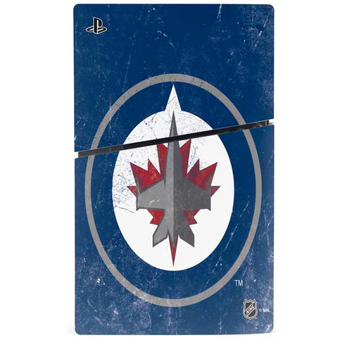 NHL Winnipeg Jets Distressed Logo PS5 Slim Disk Bundle Skin
