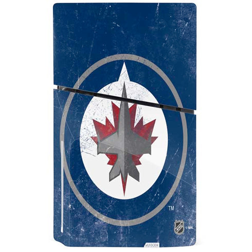 NHL Winnipeg Jets Distressed Logo PS5 Slim Disk Console Skin