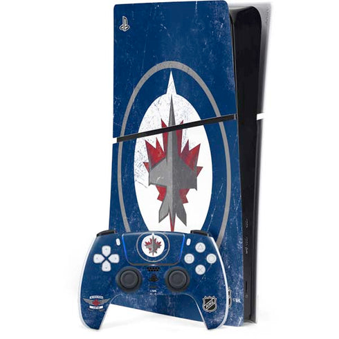 NHL Winnipeg Jets Distressed Logo PS5 Slim Digital Edition Bundle Skin