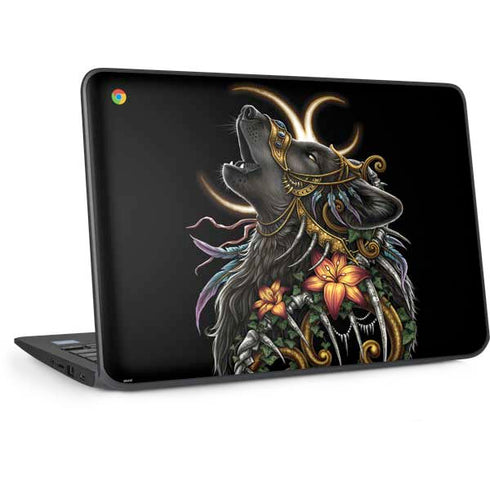 Wolf Howling by Sarah Richter HP Chromebook Skin