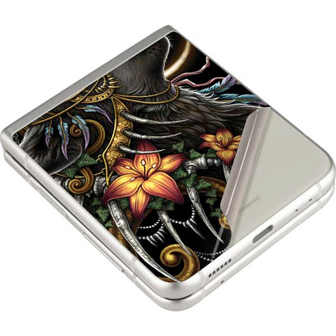 Wolf Howling by Sarah Richter Galaxy Z Flip4 5G Skin