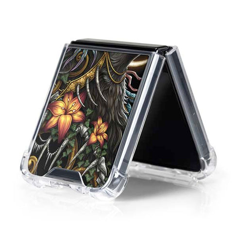 Wolf Howling by Sarah Richter Galaxy Z Flip5 5G Clear Case