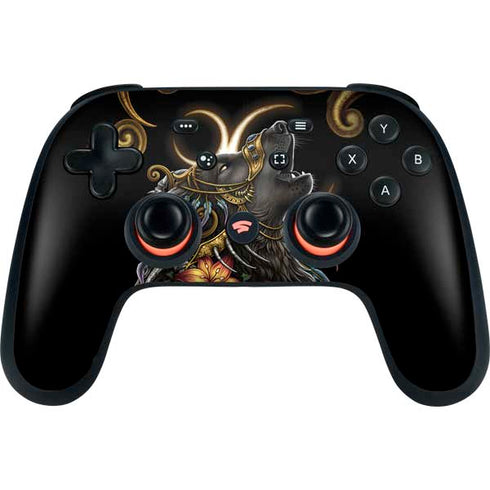 Wolf Howling by Sarah Richter Google Stadia Controller Skin