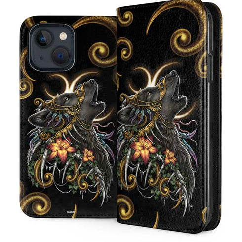 Wolf Howling by Sarah Richter iPhone 15 Plus Folio Case
