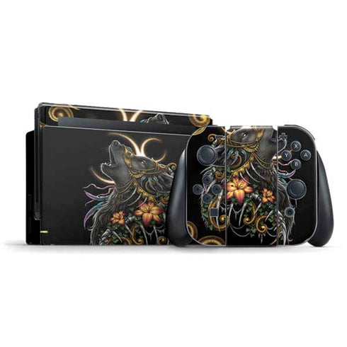 Wolf Howling by Sarah Richter Nintendo Switch Bundle Skin
