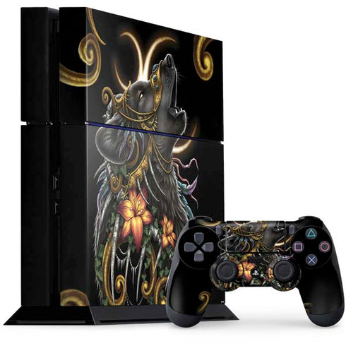 Wolf Howling by Sarah Richter PS4 Console and Controller Bundle Skin
