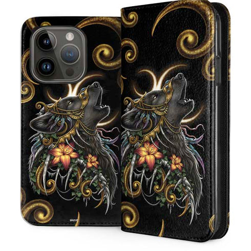 Wolf Howling by Sarah Richter iPhone 15 Pro Folio Case