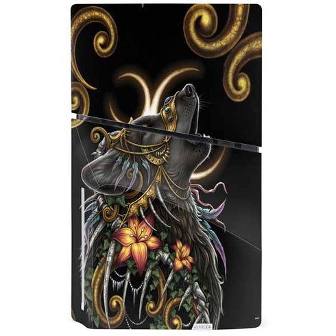Wolf Howling by Sarah Richter PS5 Slim Disk Bundle Skin