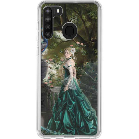 Woman with Peacocks by Nene Thomas Galaxy A21 Clear Case