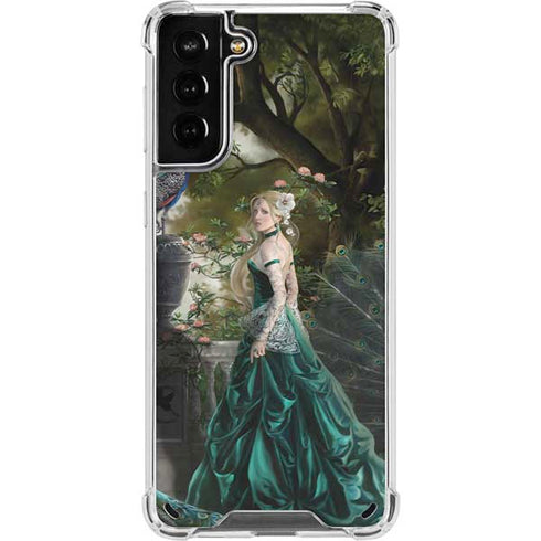 Woman with Peacocks by Nene Thomas Galaxy S21 Plus 5G Clear Case