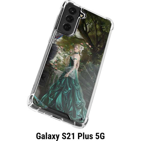 Woman with Peacocks by Nene Thomas Galaxy S21 Plus 5G Clear Case