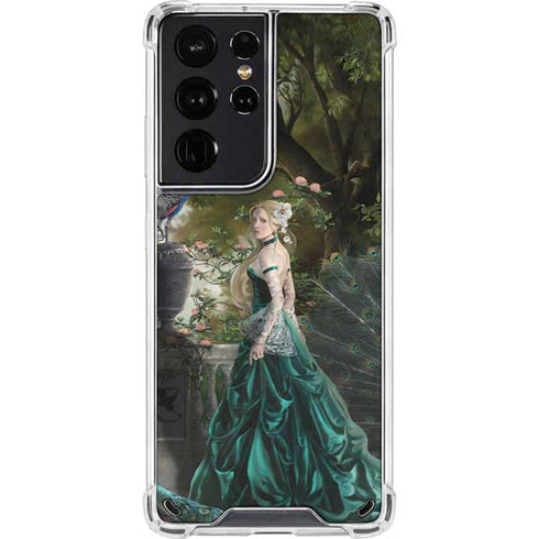 Woman with Peacocks by Nene Thomas Galaxy S21 Ultra 5G Clear Case