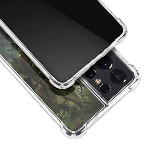 Woman with Peacocks by Nene Thomas Galaxy S21 Ultra 5G Clear Case