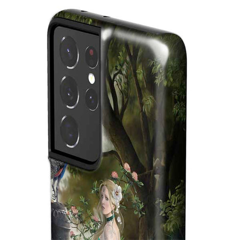 Woman with Peacocks by Nene Thomas Galaxy S21 Ultra 5G Pro Case