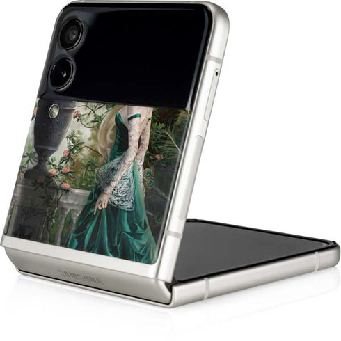 Woman with Peacocks by Nene Thomas Galaxy Z Flip4 5G Skin