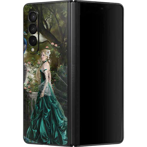 Woman with Peacocks by Nene Thomas Galaxy Z Fold3 5G Skin