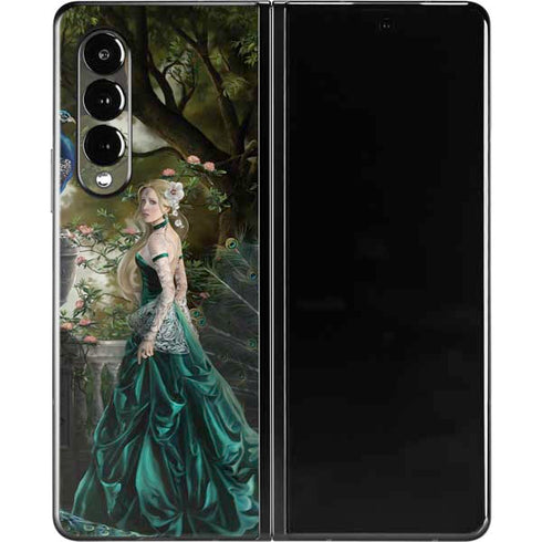 Woman with Peacocks by Nene Thomas Galaxy Z Fold3 5G Skin