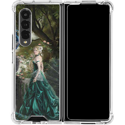 Woman with Peacocks by Nene Thomas Galaxy Z Fold4 5G Clear Case