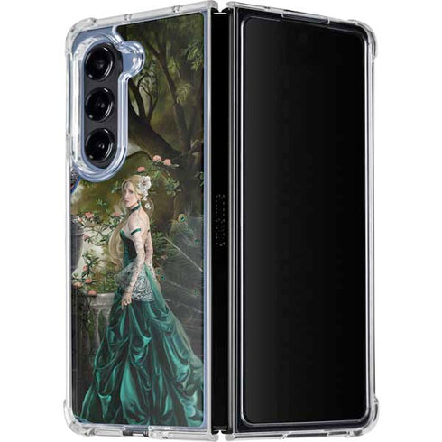 Woman with Peacocks by Nene Thomas Galaxy Z Fold5 5G Clear Case
