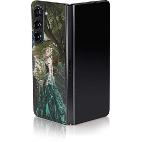 Woman with Peacocks by Nene Thomas Galaxy Z Fold5 5G Skin