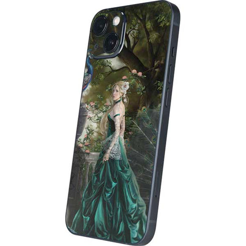 Woman with Peacocks by Nene Thomas iPhone 15 Plus Skin