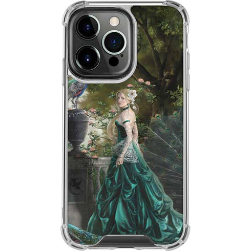 Woman with Peacocks by Nene Thomas iPhone 14 Pro Clear Case