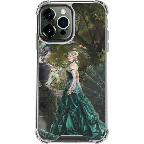 Woman with Peacocks by Nene Thomas iPhone 14 Pro Max Clear Case