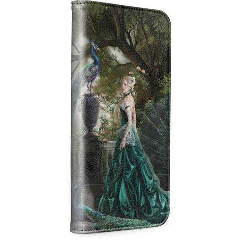 Woman with Peacocks by Nene Thomas iPhone 15 Plus Folio Case