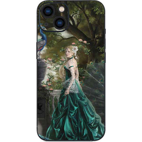 Woman with Peacocks by Nene Thomas iPhone 15 Skin