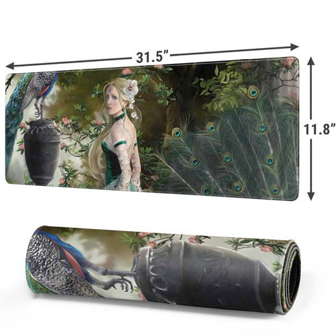Woman with Peacocks by Nene Thomas Gaming Mouse Pad