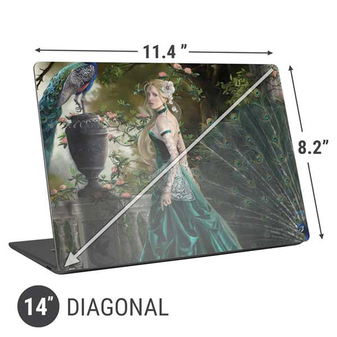 Woman with Peacocks by Nene Thomas Universal Laptop 14in (11.4 x 8.2in) Skin