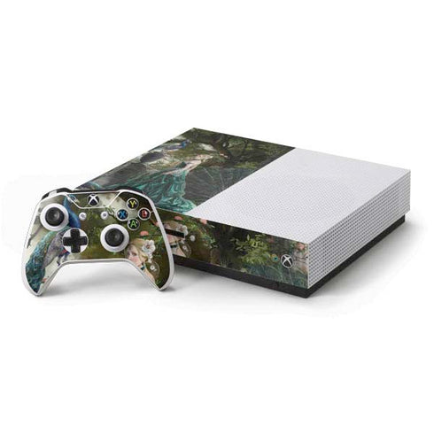 Woman with Peacocks by Nene Thomas Xbox One S Console and Controller Bundle Skin