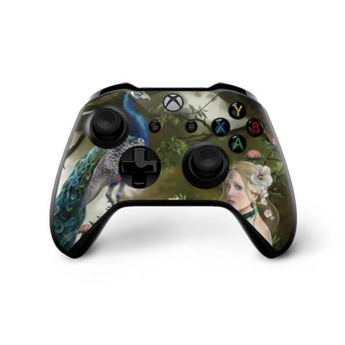 Woman with Peacocks by Nene Thomas Xbox One X Controller Skin