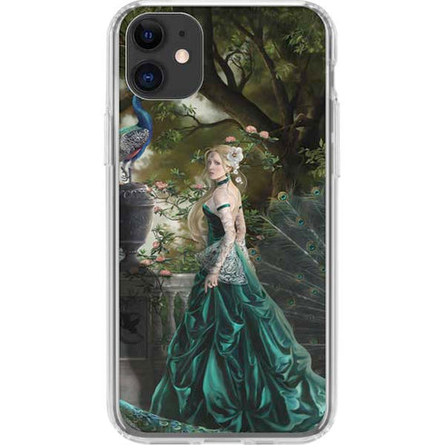 Woman with Peacocks by Nene Thomas iPhone 11 Clear Case