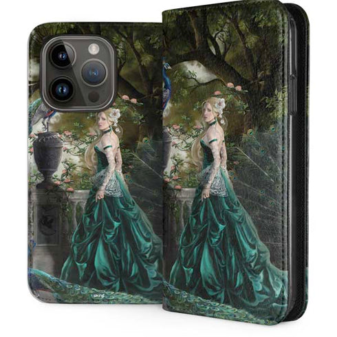 Woman with Peacocks by Nene Thomas iPhone 15 Pro Folio Case