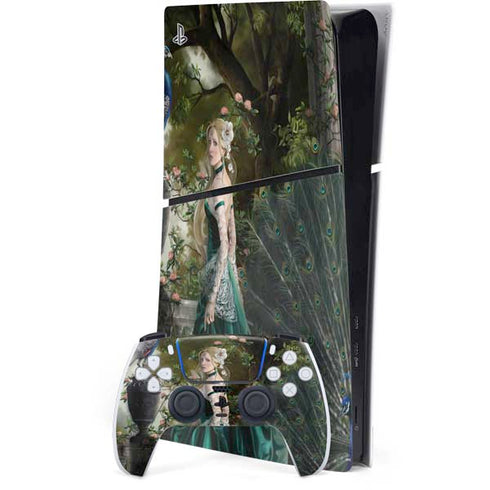 Woman with Peacocks by Nene Thomas PS5 Slim Digital Edition Bundle Skin