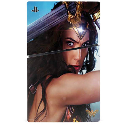 DC Comics Wonder Woman Battle Ready Poster PS5 Slim Digital Edition Console Skin
