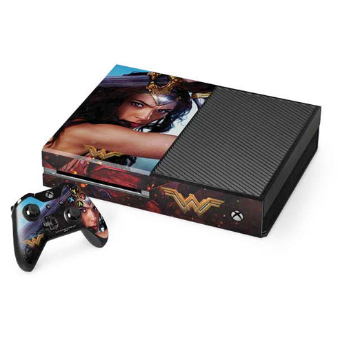 DC Comics Wonder Woman Battle Ready Poster Xbox One Console and Controller Bundle Skin
