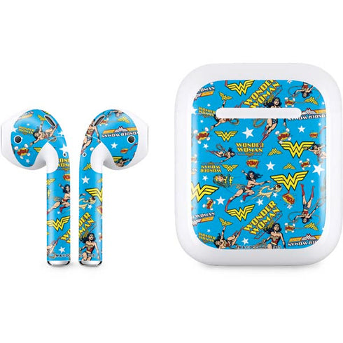DC Comics Wonder Woman Action pose pattern Apple AirPods Skin