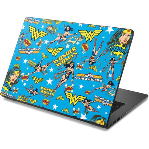 DC Comics Wonder Woman Action pose pattern Dell Chromebook Skin