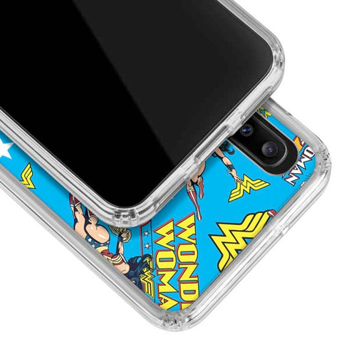 DC Comics Wonder Woman Action pose pattern Galaxy A20 Clear Case